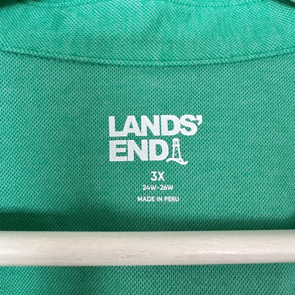 Lands' End Women's 3X Sleeveless Polo Shirt Green V-Neck Pique Cotton Blend - Picture 5 of 9